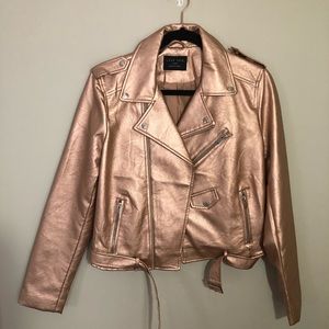Rose Gold Faux Leather Jacket